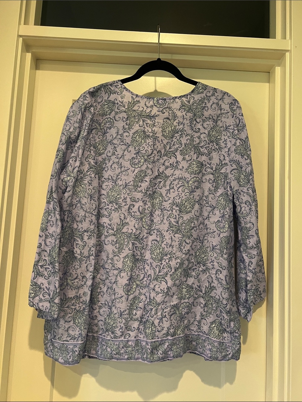 J Jill linen Floral Print V-Neck Women's Top in Lavender - Picture 5 of 6